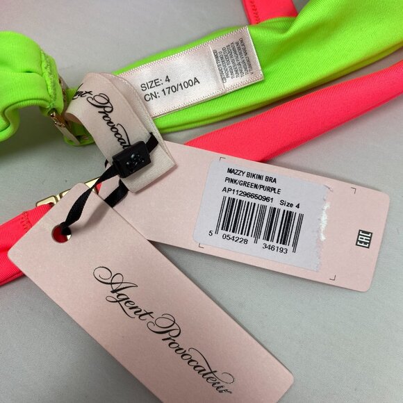 Agent Provocateur Mazzy Pink Green Purple Bikini Set AP4 Large NWT - Picture 11 of 12